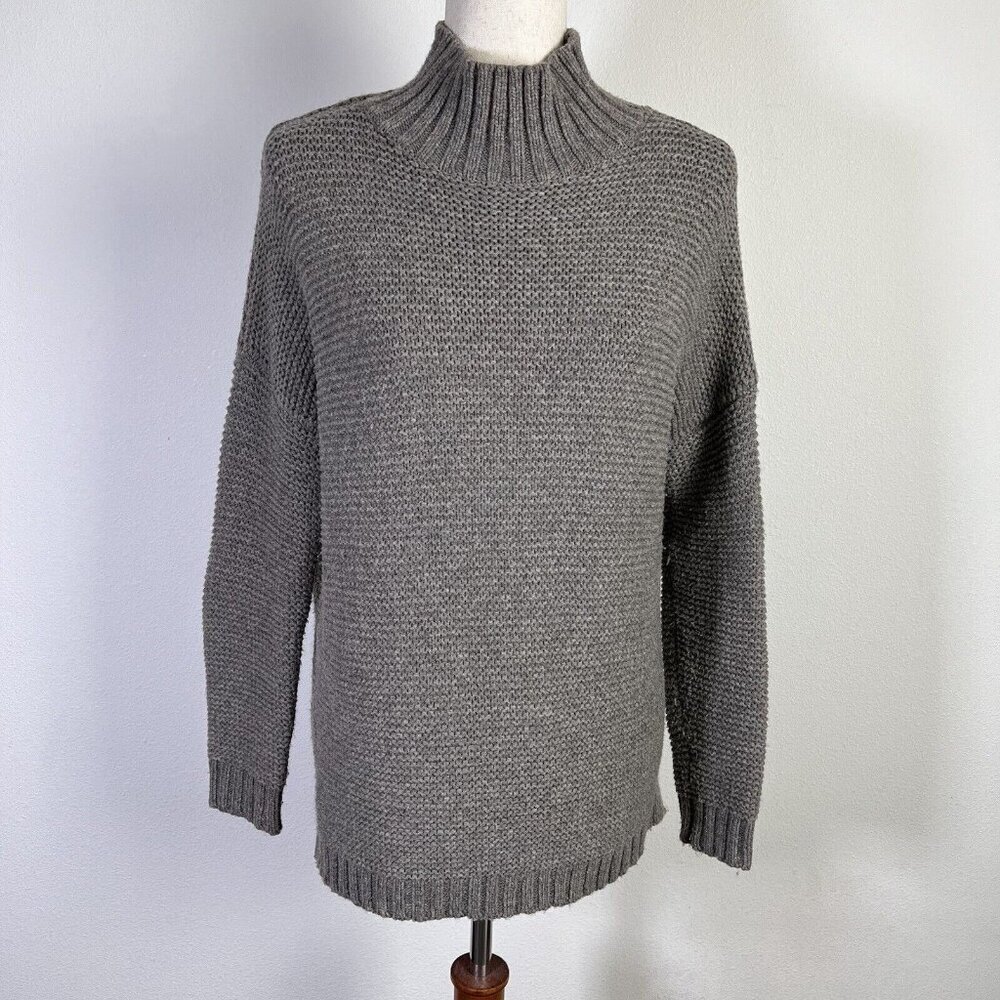 Marine Layer Turtleneck Sweater Women's Small Chunky Knit Brown/Grey Wool Blend
